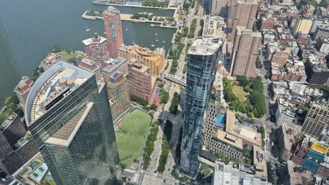 Top-down aerial view from One World Observatory Vídeo Stock 320669228