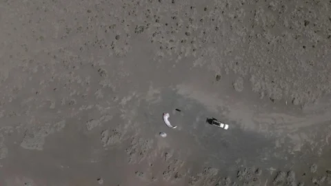 Top-down aerial view of a paraglider preparing for flight near Flagstaff, Stock Footage 283101668
