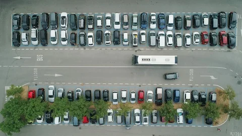 Top down aerial view of a parking square with no free parking lots Stock Footage 119358453