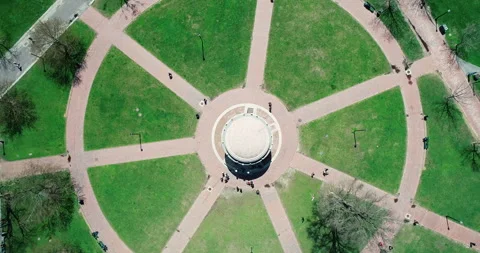 Top-Down Aerial View of the Parkman Bandstand in Boston Common Stock Footage 302670100