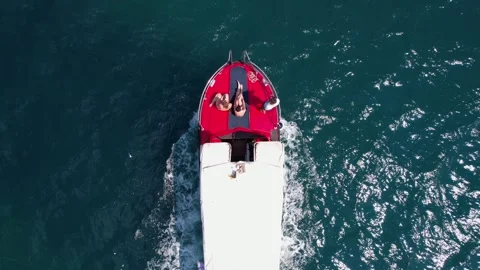 Top Down Aerial View of People on Boat's... | Stock Video | Pond5