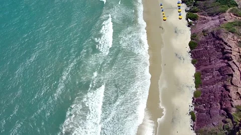 Top-down aerial view of Pipa Beach in Rio Grande do Norte, Brazil. Stock Footage 314401680