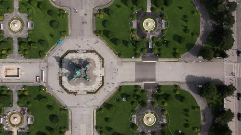 Top down aerial view of Place de la Nation in Paris France 09 July 2023 Stock Footage 342718723