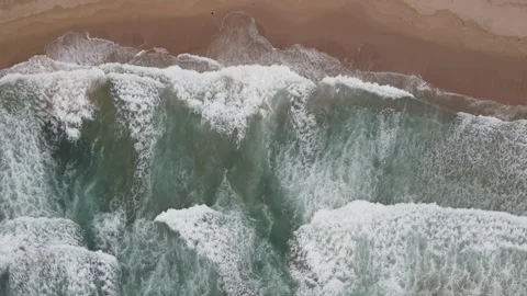 Top down aerial view of powerful ocean waves Stock Footage 336025280