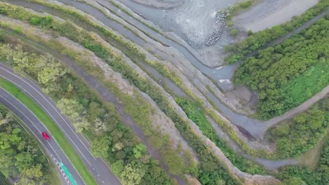Top Down Aerial View of Quarry Terraces and Road in Brisbane Queensland Aus.. Stock Footage 338336351