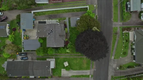 Top-down aerial view of a quiet residential area in Te Puke. Stock Footage 300753034