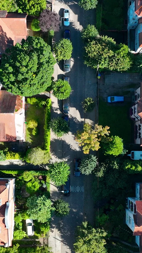 Top Down Aerial View Of Quiet Residential Street In Sopot Poland Stock-Footage 347967126