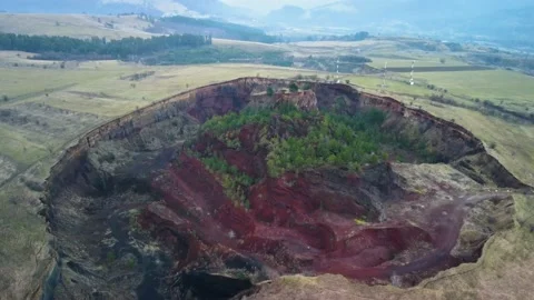 Top down aerial view of Racos Volcano Crater. Stock Footage 230125145