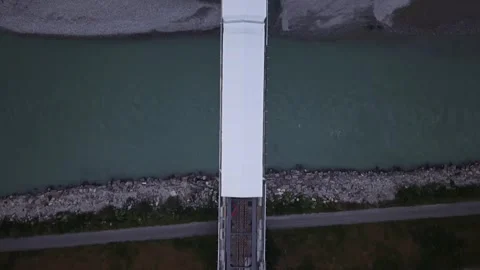 Top down aerial view of railway bridge construction and interrupted railway line Stock Footage 341801405