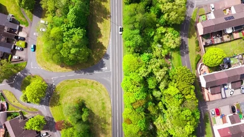 Top Down Aerial View of Residential Roads and Village Housing Area Vídeos de archivo 334673587