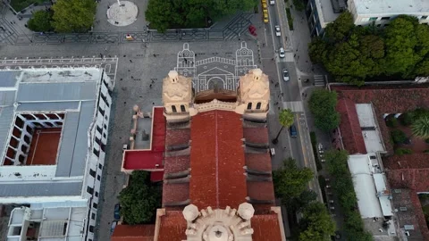 Top down aerial view revealing the cathedral of cordoba in argentina Stock-Footage 333842781