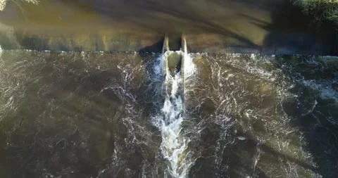 Top Down Aerial View of a River Dam The Concept of Water Power Stock-Footage 317549285