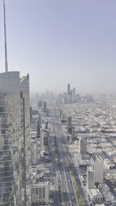 Top Down Aerial View of Riyadh Streets and Urban Architecture Stock Footage 343121967