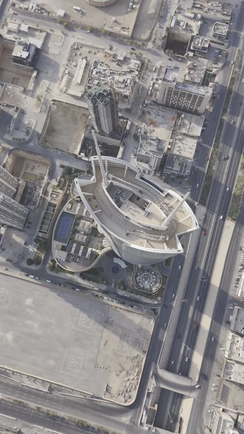 Top Down Aerial View of Riyadh Streets and Urban Architecture Stock Footage 343140645