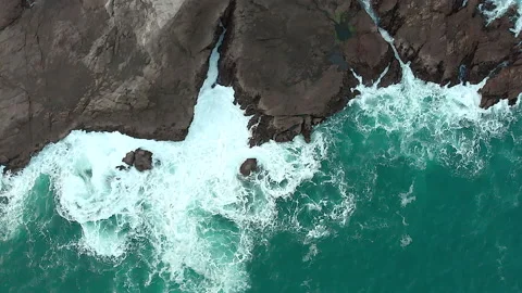 Top down aerial view of rock beach (second series) Stock Footage 147377875