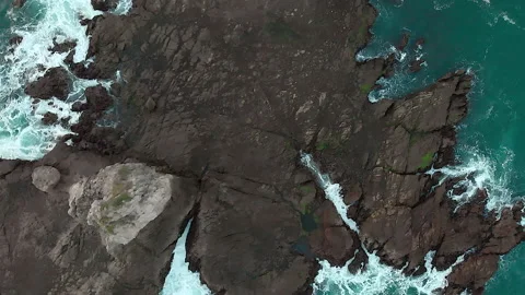 Top down aerial view of rock beach (third series) Stock Footage 147378494