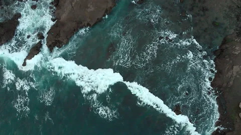 Top down aerial view of rock shoreline Stock Footage 147429304