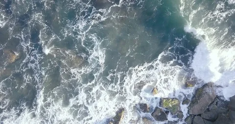 Top down aerial view of rough sea with big waves Stock Footage 112057219