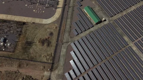 Top Down Aerial View of Rows of Solar Panels Video stock 342625443