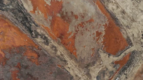Top down aerial view of salt lake.Orange Lake. Stock Footage 106315877