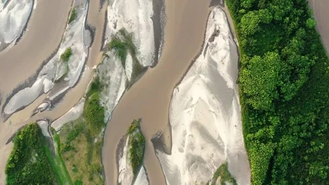 Top-Down Aerial View of Sand Islands in Amazon River Stock-Footage 289804537