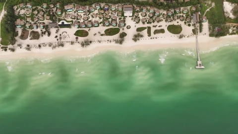 Top Down Aerial View of Sandy Beach and Gentle Surf, Koh Rong Cambodia Stock-Footage 347315805