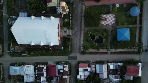 Top-down aerial view of Santa Monica town in Siargao, Philippines Stock Footage 326509166