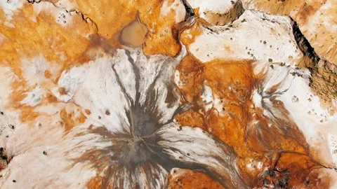 Top down aerial view scenic natural mud volcanoes formations in Chachuna natu 스톡 동영상 162391037