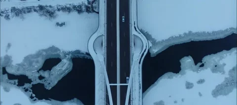 Top Down Aerial View Of Snow Covered Lowry Bridge In NE Minneapolis MN Stock Footage 230562448