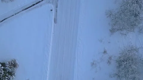 Top Down Aerial View Of Snow Covered Balsam Lane In Dayton MN Stock Footage 232569246
