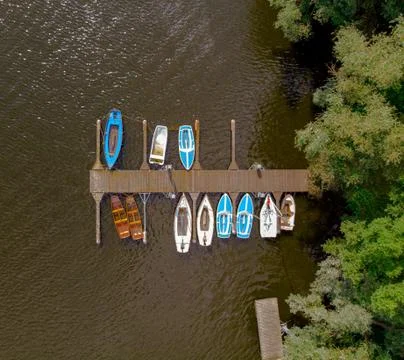 Top down aerial view on some boats Stock Photos