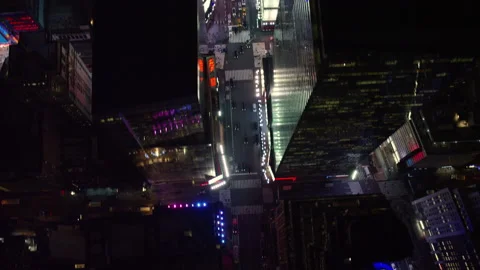 Top down aerial view of the streets and buildings in downtown Manhattan, New Yor Stock Footage 199459319