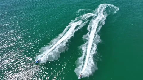 Top down aerial view, summer adventure descending over fast water jets Stock Footage 252433019