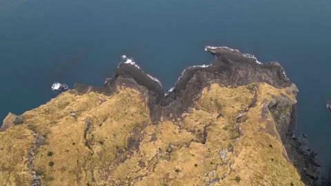 Top-down Aerial View of S/W Side of Soemeori Oreum in Autumn, Udo Island, Jeju.  Stock Footage 146067284