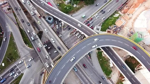 Top down aerial view of traffic Stock-Footage 83725989