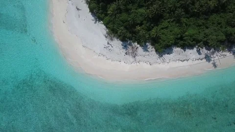 Top down aerial view of a tropical island Vidéo 73218790