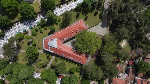 Top-down aerial view of a V-shaped object captured from above Stock Footage 331473562