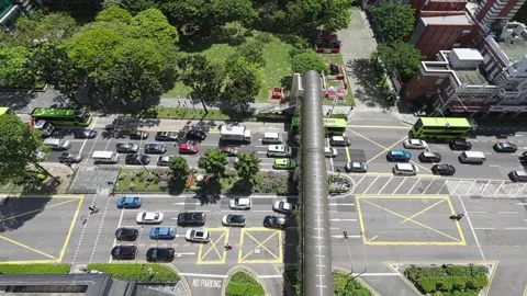 Top down aerial view of vehicles on a road Stock Footage 243651936