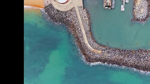 Top down aerial view of Ventnor beach and seaside town, Isle of Wight Stock-Footage 337031800