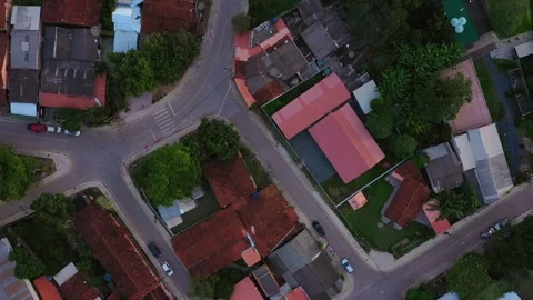 Top down aerial view of Villa de São Jorge village near Chapada dos Veadeiros Video stock 327608691