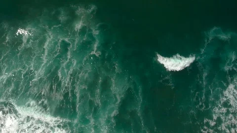 Top down aerial view of waves and turquoise water off the Oregon coast. Stock Footage 115326051