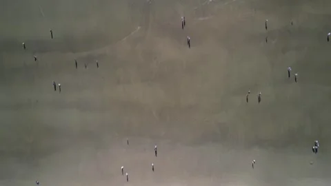 Top-Down Aerial View of Waves and People at Cannon Beach, Oregon Stockbeeldmateriaal 348412830