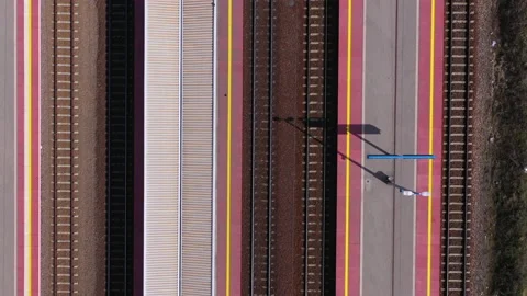 Top down aerial view of Western Railway Station during Covid-19 pandemic 스톡 동영상 136477342