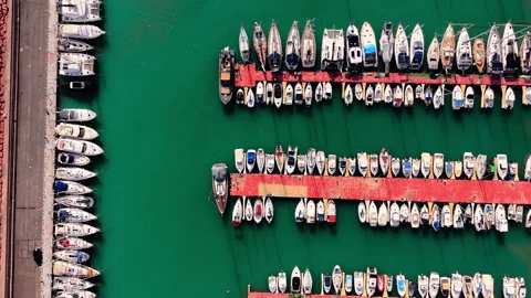 Top down aerial view of yachts in marina Stock Footage 330492583