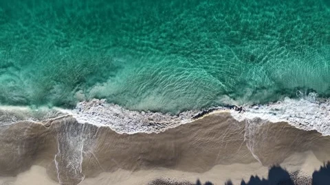 Top Down Aerial Of Waves And Reef At Alkimos, Perth Western Australia Видео 347148795