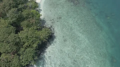 Top Down Aerial Of White Sand Spit With Outrigger Boats Lampung Stock Footage 337047243
