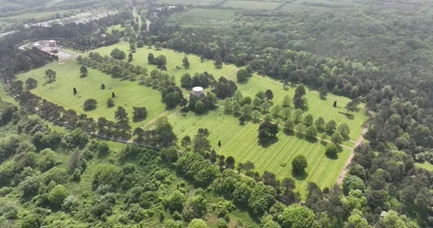 Top down on the american world war 2 cemetery in Normandy, France. Stock Footage 243849892