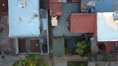 Top-down ascending shot over residential block in Montevideo Stock Footage 310683367