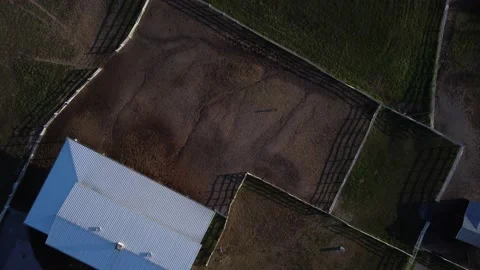 Top down of barn and horse pen Stock Footage 228274603