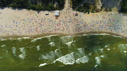 Top Down Beach Baltic Sea Jastrzebia Gor Stock Video Pond